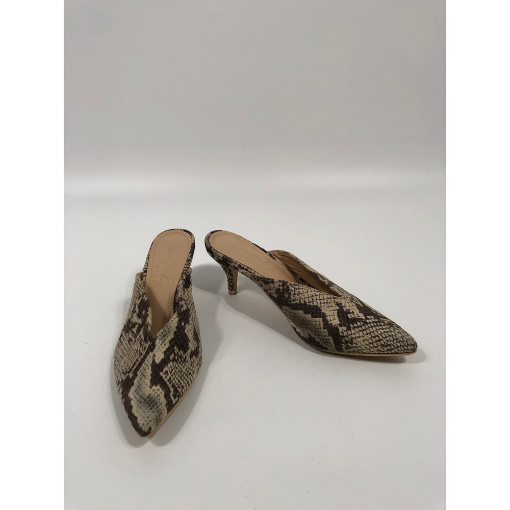 Faux Snakeskin Pointed Toe Kitten Heel Mules Womens 7 Statement Maximalist Chic